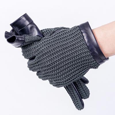 China Fashion GLLS004 Spring and Autumn New Men Knitted Gloves Real Sheepskin Gray Riding Leather Gloves Outdoor for sale