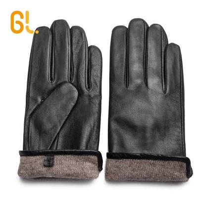 China Winter Men Classic Genuine Sheepskin Goatskin Wool Lining Wool BW206-W Leather Driving Gloves For Warm for sale