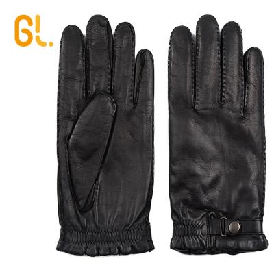 China Belt And Buckle Wrist GL Mens Genuine Sheepskin Hand Work Winter Driving Leather Gloves For Boys for sale