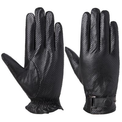 China Driving M8 GL All Winter Good Mens Black Goatskin Leather Driver Glove With Hole Motor for sale