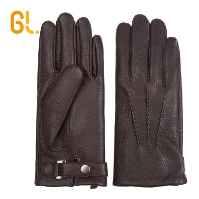 China Wholesale Mens Classic 403 Deer Hide Genuine Leather Driving Custom Brown Winter Gloves for sale