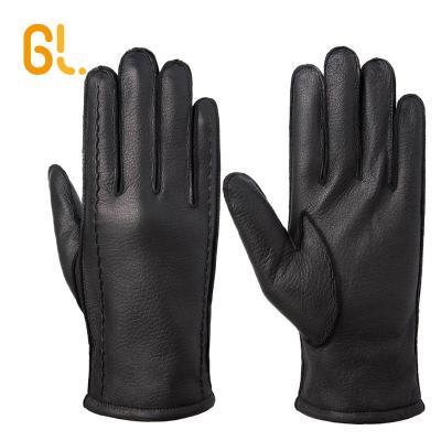 China 2018 High Quality Short Wrist GL Men's Real Deer Peel Leather Handjob Gloves For Hand Job for sale