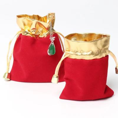 China Newest Custom Red Drawstring Velvet Jewelry Pouch Bag Jewelry Bags Jewelry Packaging Pouch Jewelry Packaging Pouch With for sale