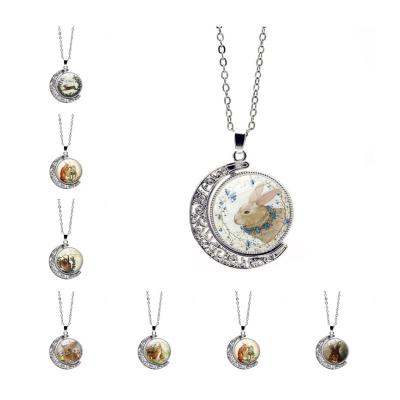 China Religious Fashion Rotate 360 ​​Degree Easter Christian Jesus Christ Glass Necklace for sale