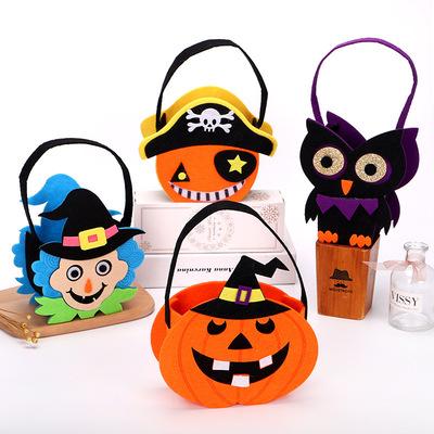 China Fashion Halloween Tote Bag Ghost Festival Candy Pumpkin Handbag Nonwoven Ghost Pumpkin Skull Felt Fabric Decoration Props for sale