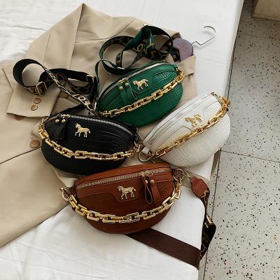 China 2021 new fashion crocodile pattern chest bag chain luxury handbags for women for sale