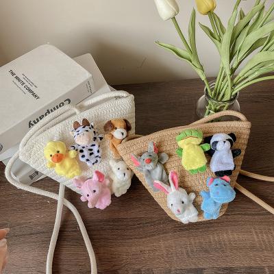 China Fashion 2021 Summer New Cute Children's Bag Cartoon Doll Woven Handbag for sale