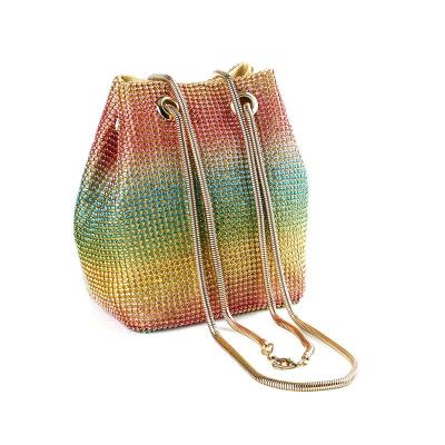 China Custom Made Fashionable Luxury Shiny Evening Clutch Bag Crystal Evening Bag Rhinestone Bucket Lady Bags for sale