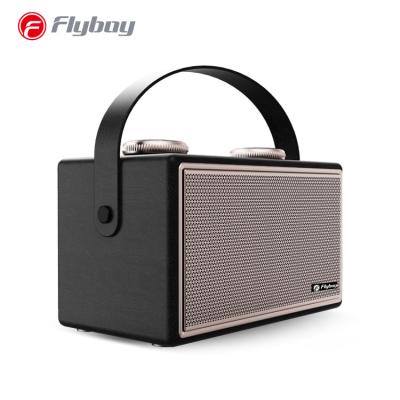 China Retro Vintage Portable Wireless Speakers Wireless System 40W Speaker Style Leather Rechargeable Speakers for sale