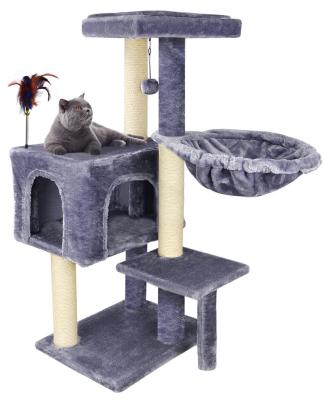 China Viable Factory Direct Sale Hot Selling Designer Striping Cat Tower Tree House Pet Housing for sale