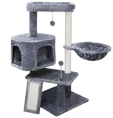 China Sustainable Distributors Luxury Cat Tree Tower Scratches Mounting Cute Luxury Beige Pet Housing for sale