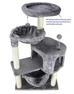 China Distribor's New Viable Medium Plush Scratching Tower Cat Treehouse for sale