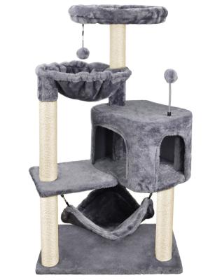 China Sustainable Sleek New 2023 Plush Entertainment Lined Post Ride Deck Cat Tree For Cats for sale