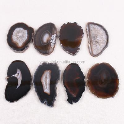 China China Black Agate Slices Necklace Brazil Amethyst Agate Druzy Geode Pendant for sale