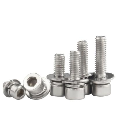 China Stainless steel 304 Stainless steel hexagon socket round head screws nut Flat Washer Set Spring Washer Combination assembling bolts screw for sale