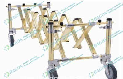 중국 피마자 브레이크를 가진 황금 접이식 알루미늄 합금 장례식 장비 관 트롤리 판매용