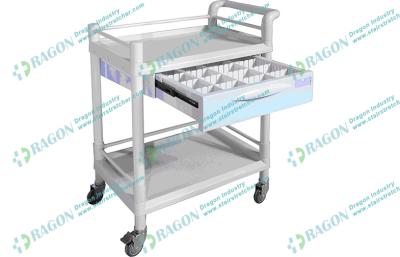 China Desplazamiento de los muebles del hospital del carril, carretilla médica para uso general del ABS con los cajones en venta