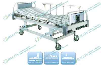 China Comfortable 3 Function Manual Hospital Bed With Silent Castors and Bedside cabinet for sale