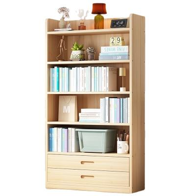 China (Other) simple and modern adjustable all solid wood European style bookshelf with door combination floor pine bookcase for sale