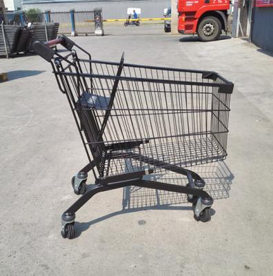 China Convenience 180L Black Powder Coating Shopping Trolley With European Style for sale