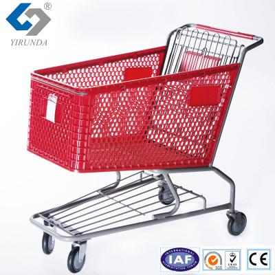 China Newly Unveiling of the Popular Plastic Shopping Trolley Cart with Baby Seat for sale