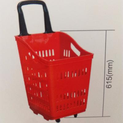 China Telescopic Handles Customize Supermarket Plastic Rolling Baskets For Sale for sale