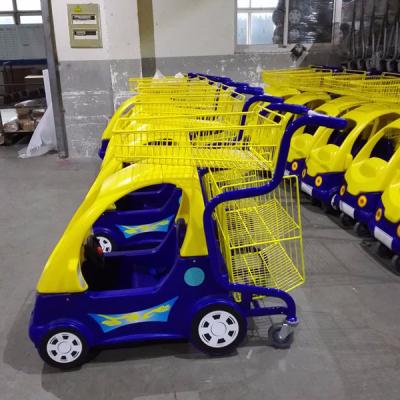 China Plastic Kids Supermarket Unfolding Shopping Carts Shopping Trolley for sale