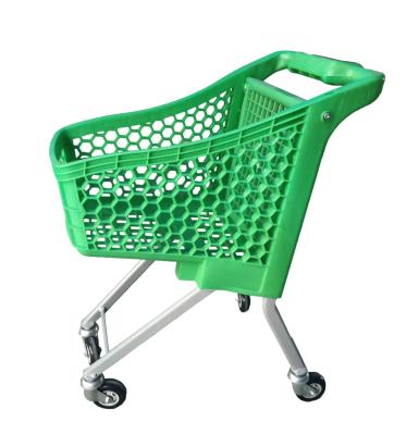 China Hot High Quality Kids Shopping Trolley Plastic Unveiling Vending Shopping Carts For Green for sale