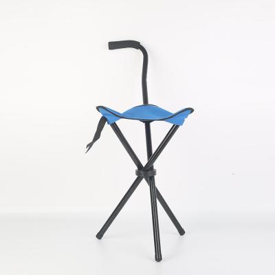 China Portable and Ultralight Waterproof Oxford Cloth Folding Raising Walking Stick Rest Chair with Seat for Elderly and Camping Use for sale