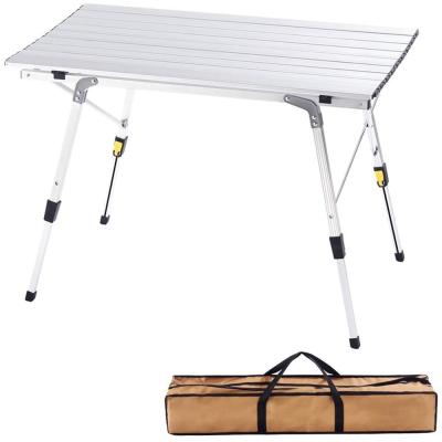 China Portable and Ultralight Alminum Large Adjustable Height Portable Folding Table for Outdoor Camping BBQ Raising Party for sale