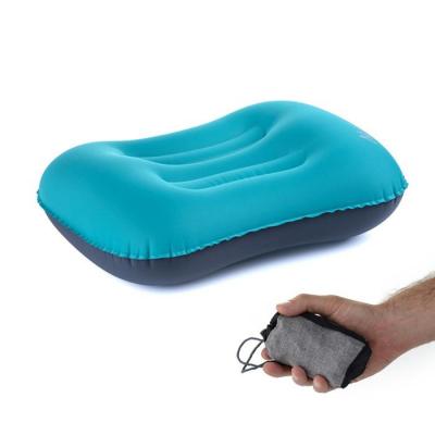 China Portable Inflatable Outdoor Inflatable Neck Pillow Travel Air Folding TPU Small Storage Pillow for sale