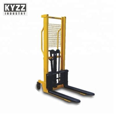 China Double Steel Manual Hand Forklift Hydraulic Pallet Stacker, Industry Mechanical Fork Adjustable Pallet Jack for sale