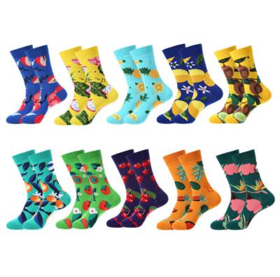 China Personalized Men and Women Spring Colorful Floral Pattern Dress Cotton Socks for sale