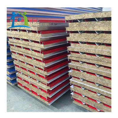 China Fire Proof Modern Composite Low Cost Insulated Shipping Containers Wall Roof Rock Wool Sandwich Panels Mineral Panel for sale