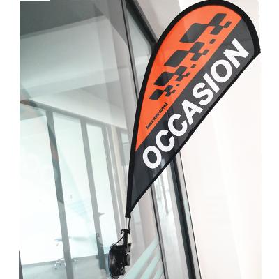 China Weihai Wisezone Angle Flying Banner Pole Mini Teardrop Flag Holder With Adjustable Pole Sucker Base For Promotion for sale