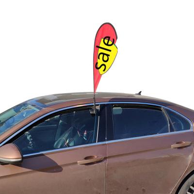 China Dye Sublimation Printing Weihai WZRODS High Quality Carbon Clip Teardrop Car Window Compound Flag Pole for sale