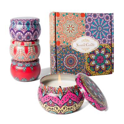 China Wholesale Custom Cute Cute Aromatherapy Tin Jar Soy Wax Christmas Unique Hot Selling Luxury Scented Candles Gift Set for sale