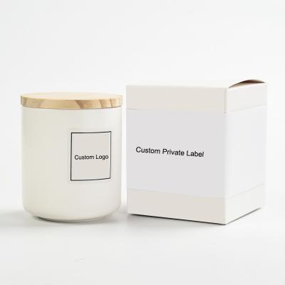 China 2021 wholesale scented candles white ceramic soy wax jar design scented candles with custom logo for sale