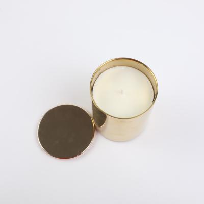 China Natural Candle Gold Jar Birthdays Metal Soy Wax Candle Private Label Scented Candles Wedding Decoration for sale