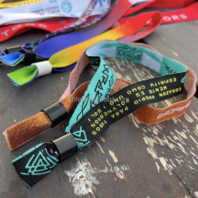 China Kofei fashionable custom fabric wristband for events with tube /polyester woven wristband for sale