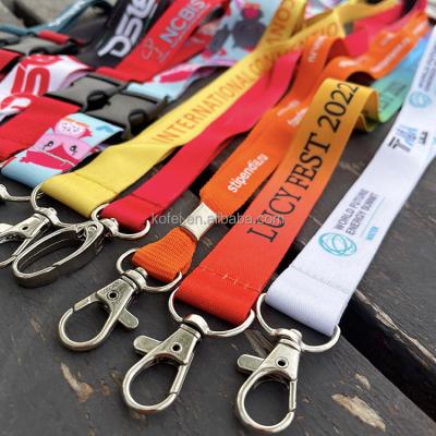 China Kofei Durable Cheap Custom Economic Lanyards Badge Holder Neck Strap Printed Logo Polyester Events Sublimation Lanyard for sale