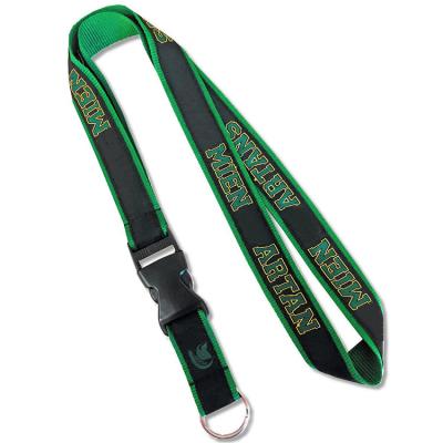 China Kofei Polyester Double Layer Durable Custom Woven Satin Lanyard Strap With Release Buckle for sale