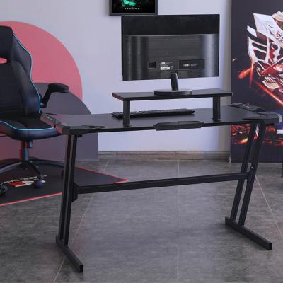 China Fashion Customized Ergonomic Foldable Gaming Table Z Shaped Gaming Desk RGB With Metal Leg Frame for sale