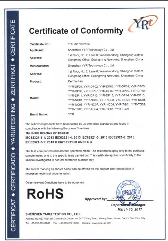 RoHS - Shenzhen YYR Technology Co., Ltd.