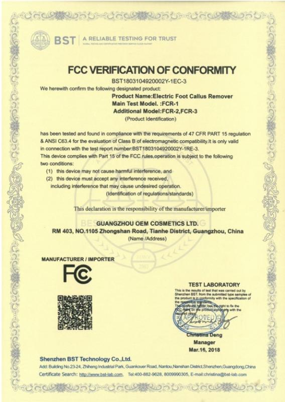 FCC - Guangzhou OEM Cosmetics Ltd.