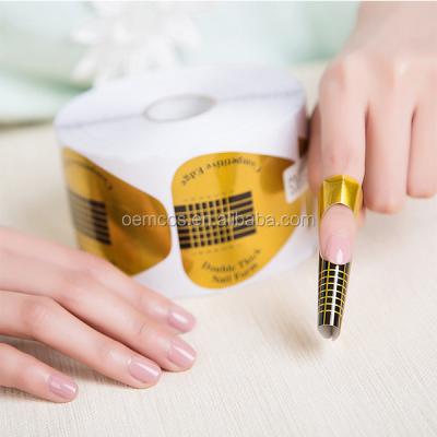 China Nail Art Tip Forms Extension 500Pcs Nail Art Guide Form For Acrylic Nail Art Tips Extension (Gold Strip) for sale