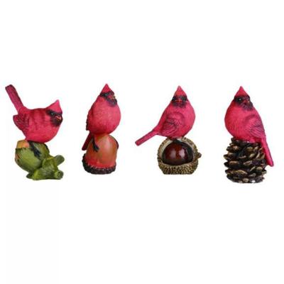 China Cardinal Resin On The Nut Figurine 4 Piece Mini Resin Cardinal On The Nut Figurine Set for sale