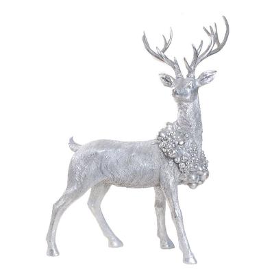 China Frosted Elegance Figures Frosted Elegance Reindeer Figures Silver Gold Christmas Table Top Reindeer Figure for sale