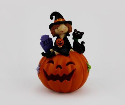 China Hallowmas Cat Ghost Witch Halloween Decoration Pumpkin LED Color Lights Black On Pumpkin for sale