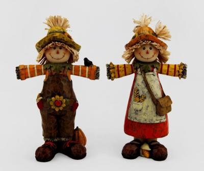 China Add Lovely Europe Autumn Fall Harvest Resin Scarecrows to Straw Hair Suppliers and Manufacturers at Alibaba.com for sale